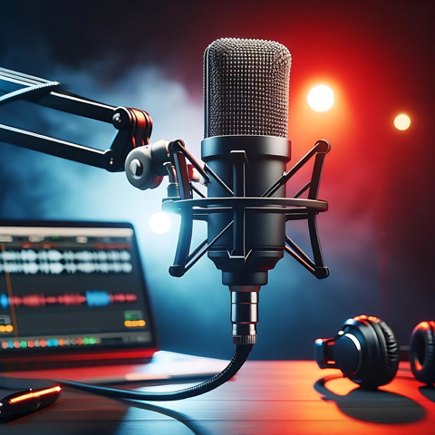 Micro de studio de la webradio P.E.V. FM